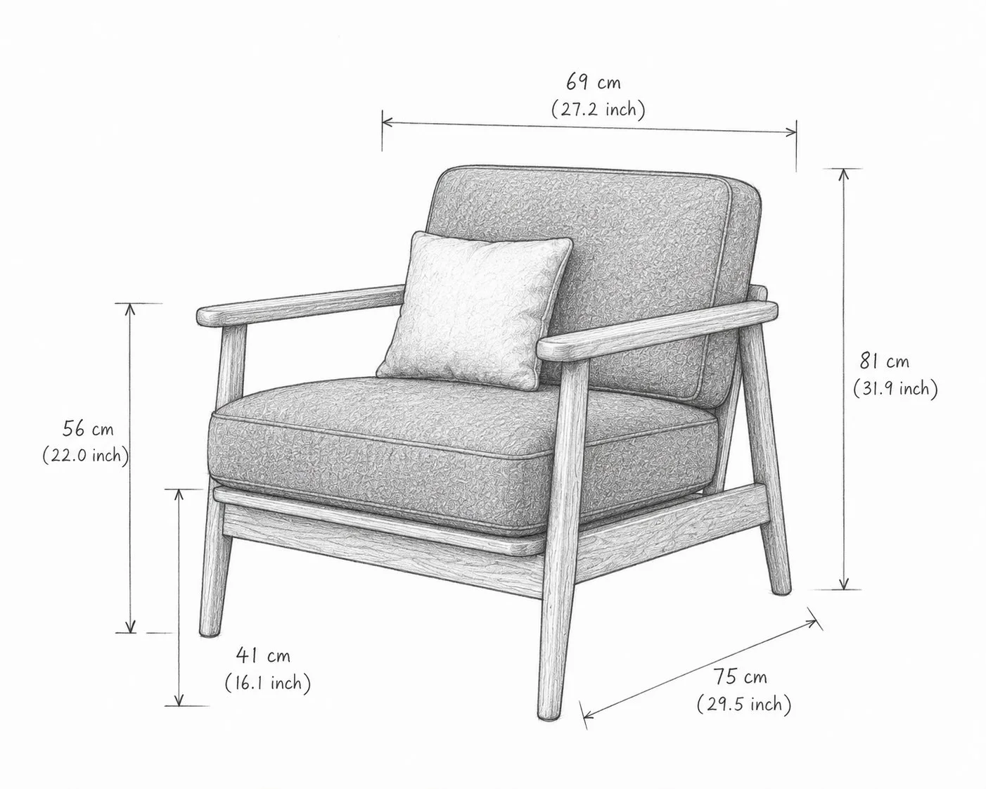 charcoal woodframe lounge chair 1s detail 5