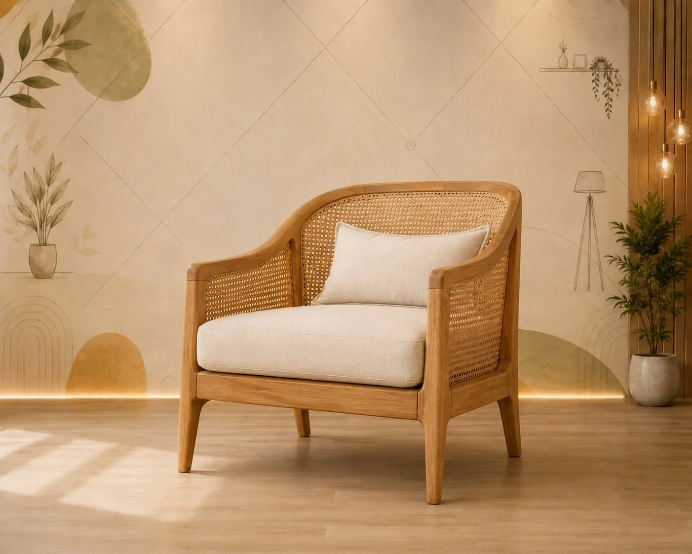 Coastal Cane Comfort Lounge Chair detail 2