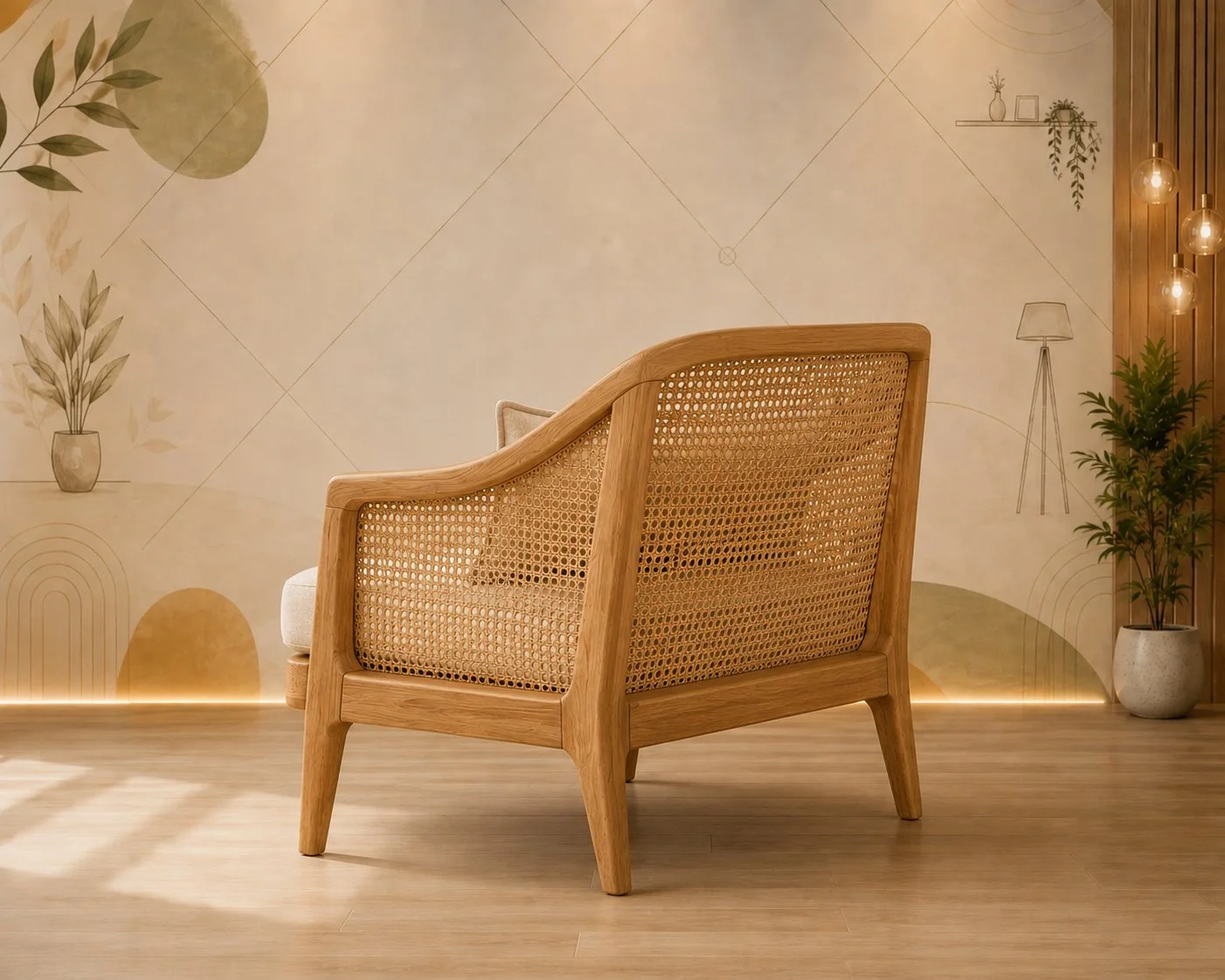 Coastal Cane Comfort Lounge Chair detail 4