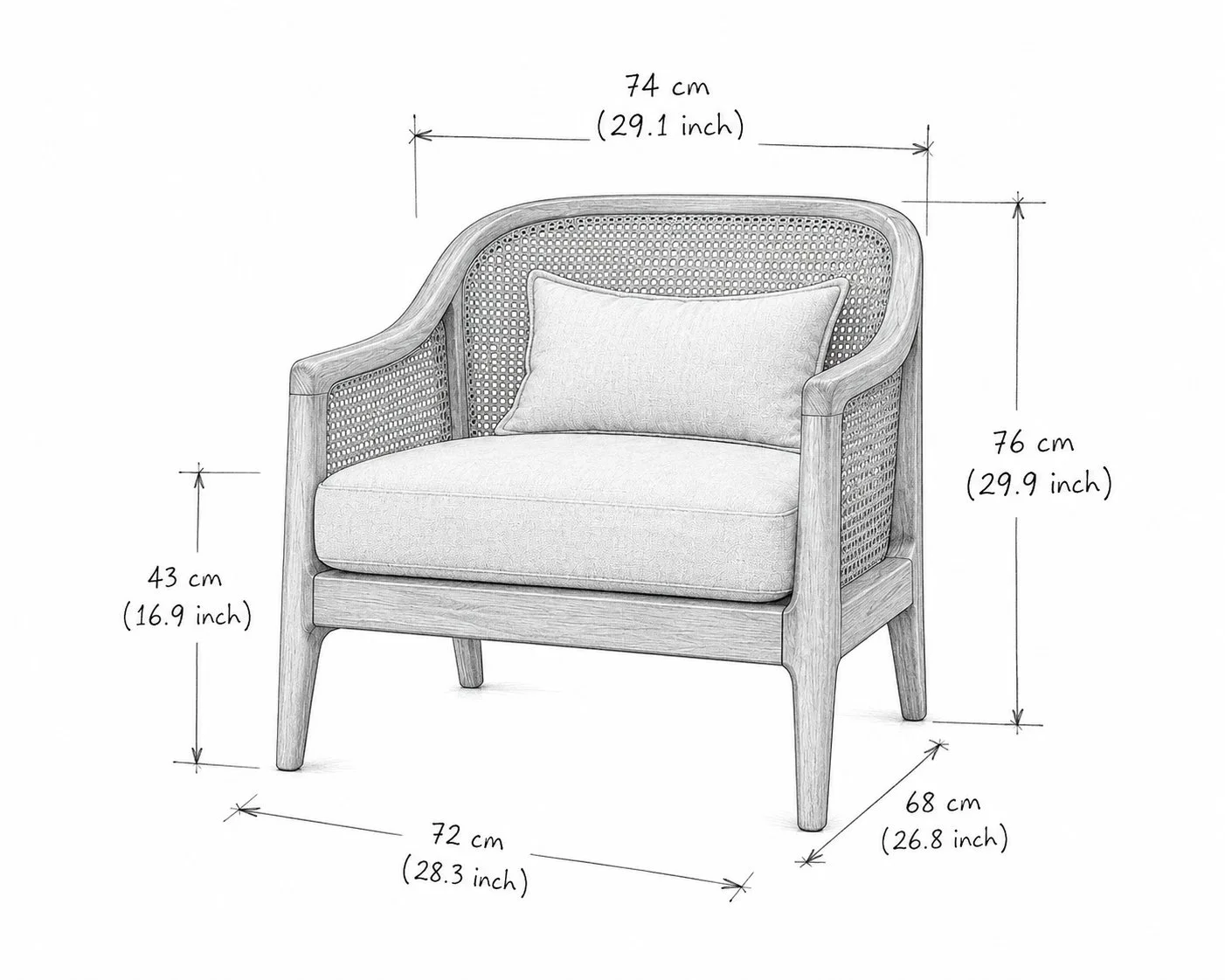 Coastal Cane Comfort Lounge Chair detail 5
