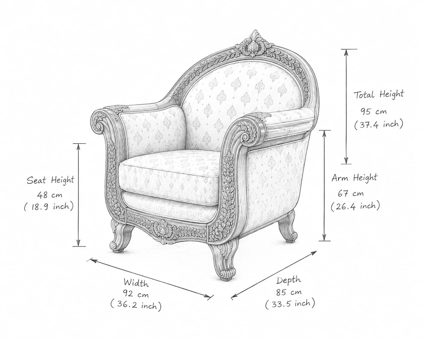 Royal Heritage Carved Lounge Chair detail 5