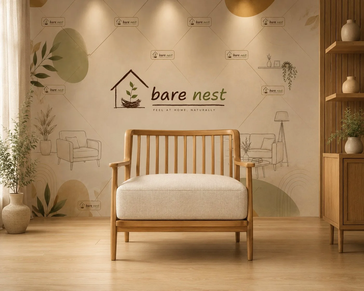 Natural Wood Lounge Chair