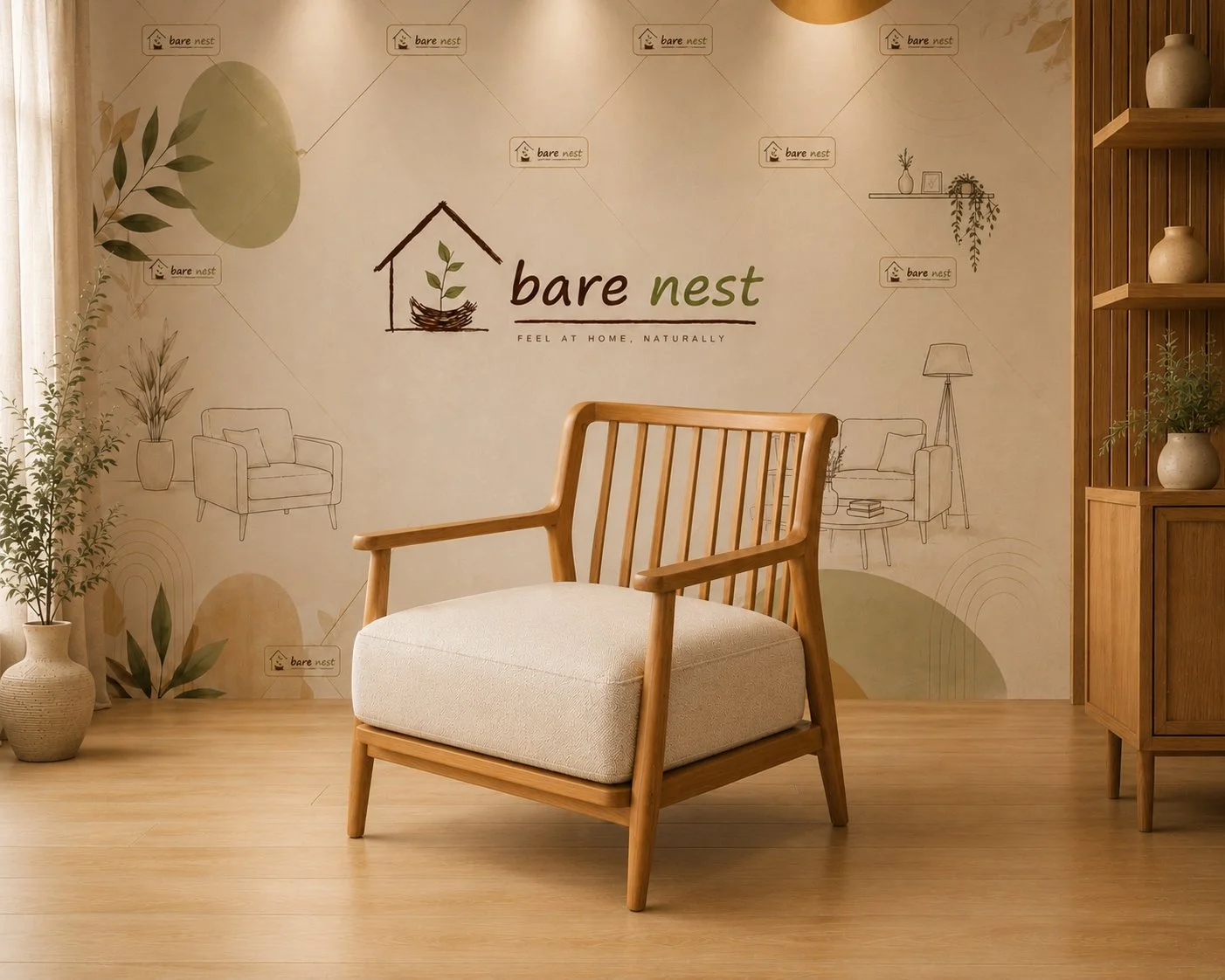 Natural Wood Lounge Chair detail 2