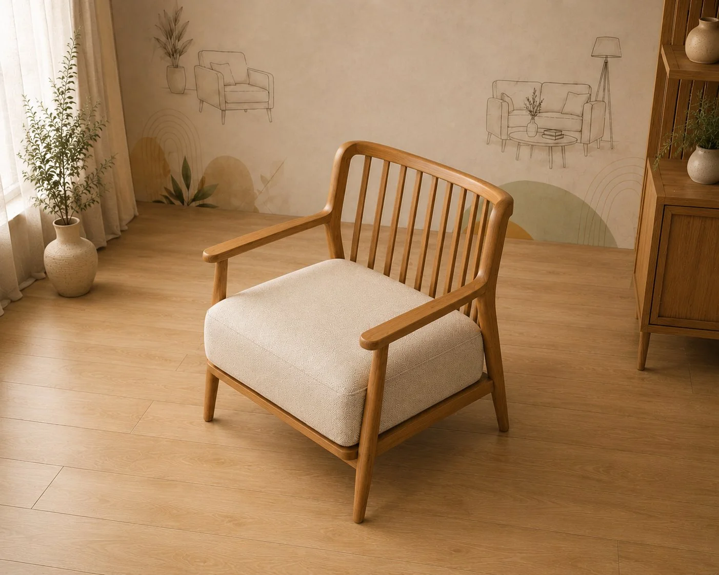 Natural Wood Lounge Chair detail 3