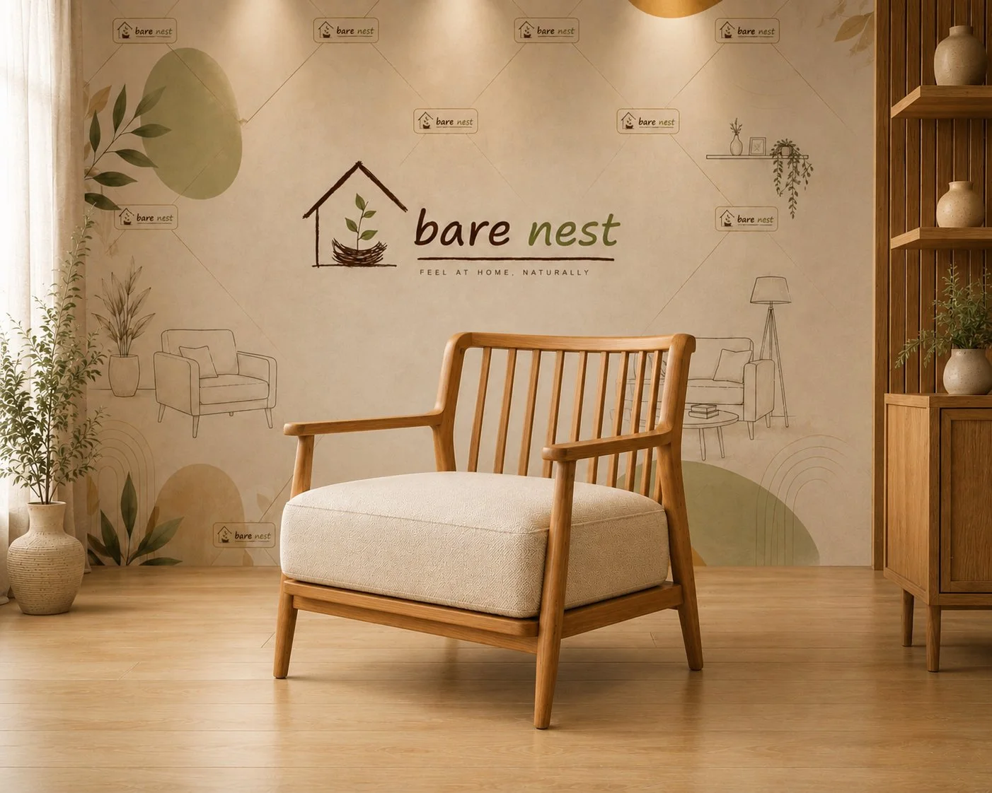 Natural Wood Lounge Chair detail 4