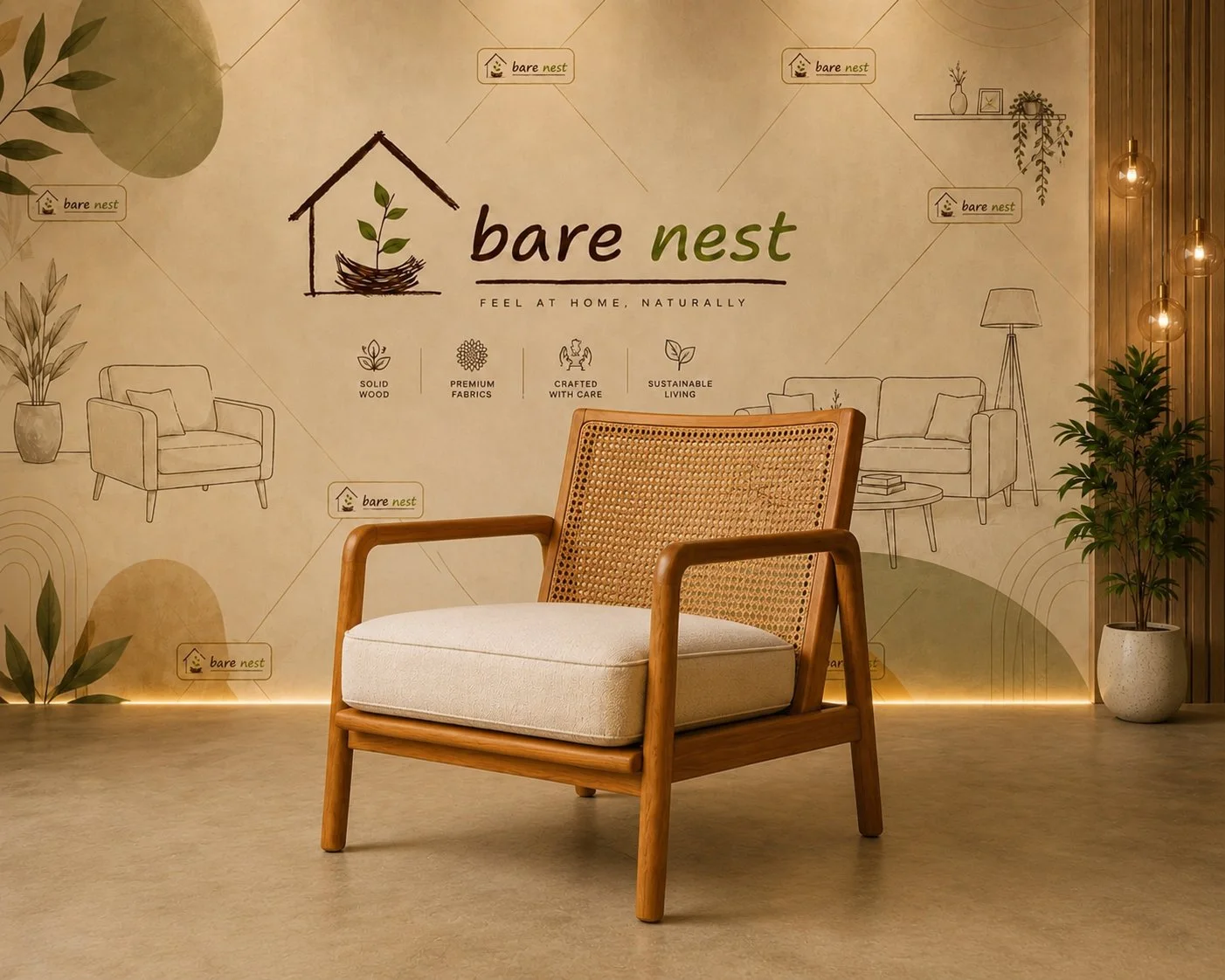 CaneCraft Wooden Lounge Chair detail 2