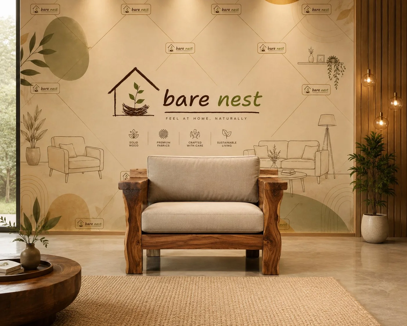 Rustic Luxe Wooden Lounge Chair