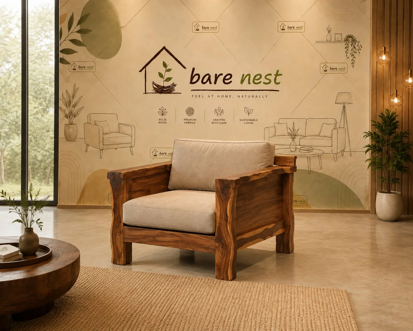 Rustic Luxe Wooden Lounge Chair detail 2