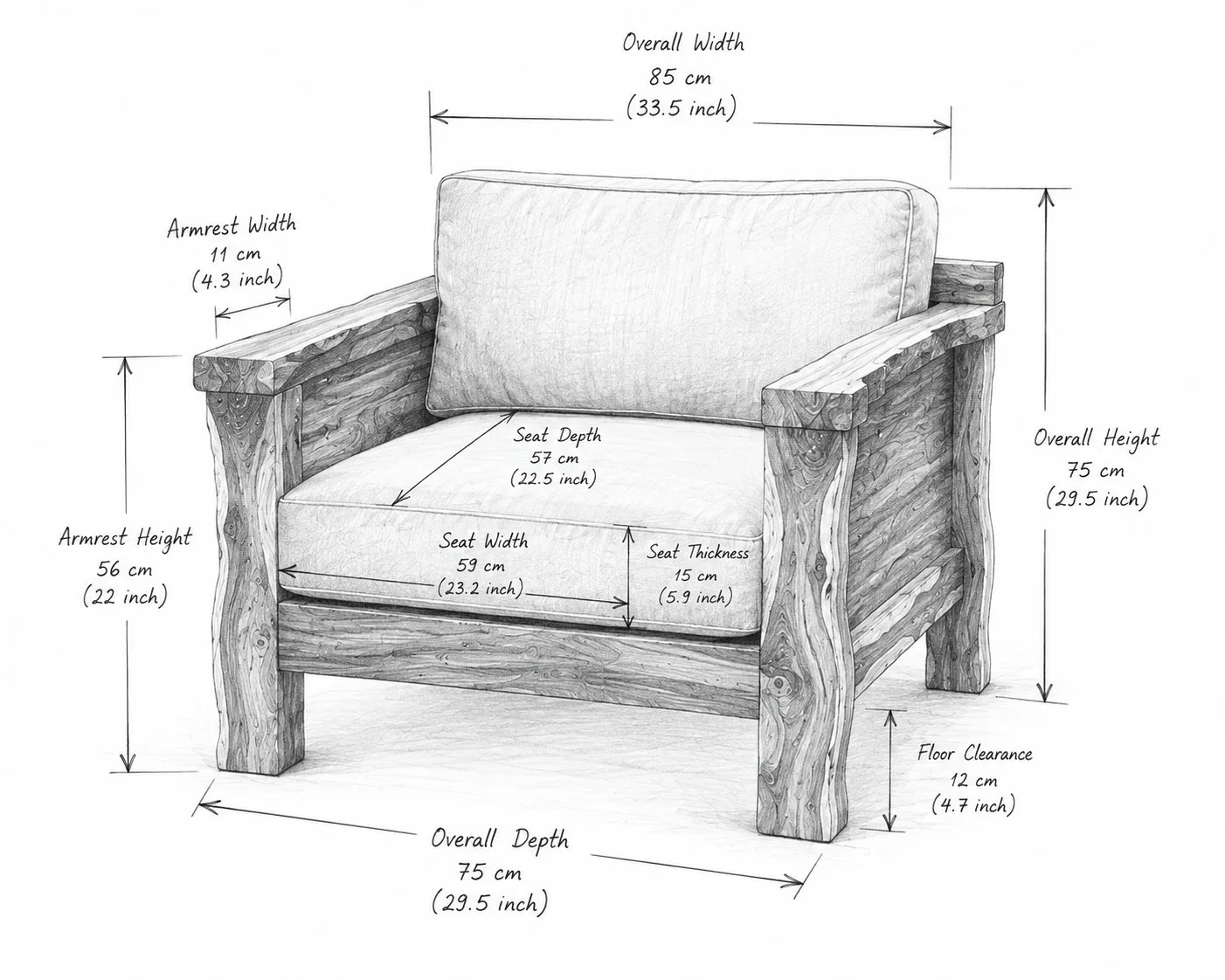 Rustic Luxe Wooden Lounge Chair detail 5