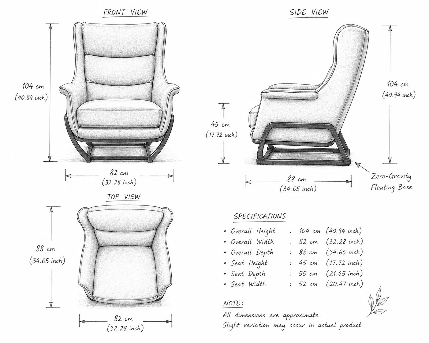 Serenity Wingback Rocking Chair detail 5