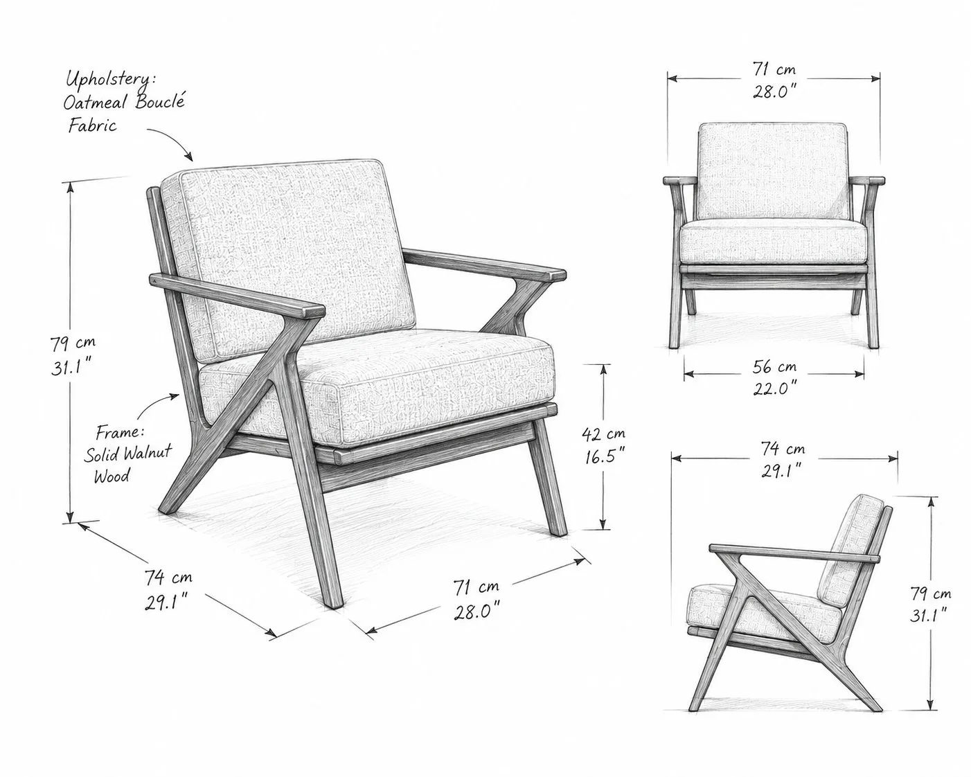 Mid-Century Wood Lounge Chair detail 4