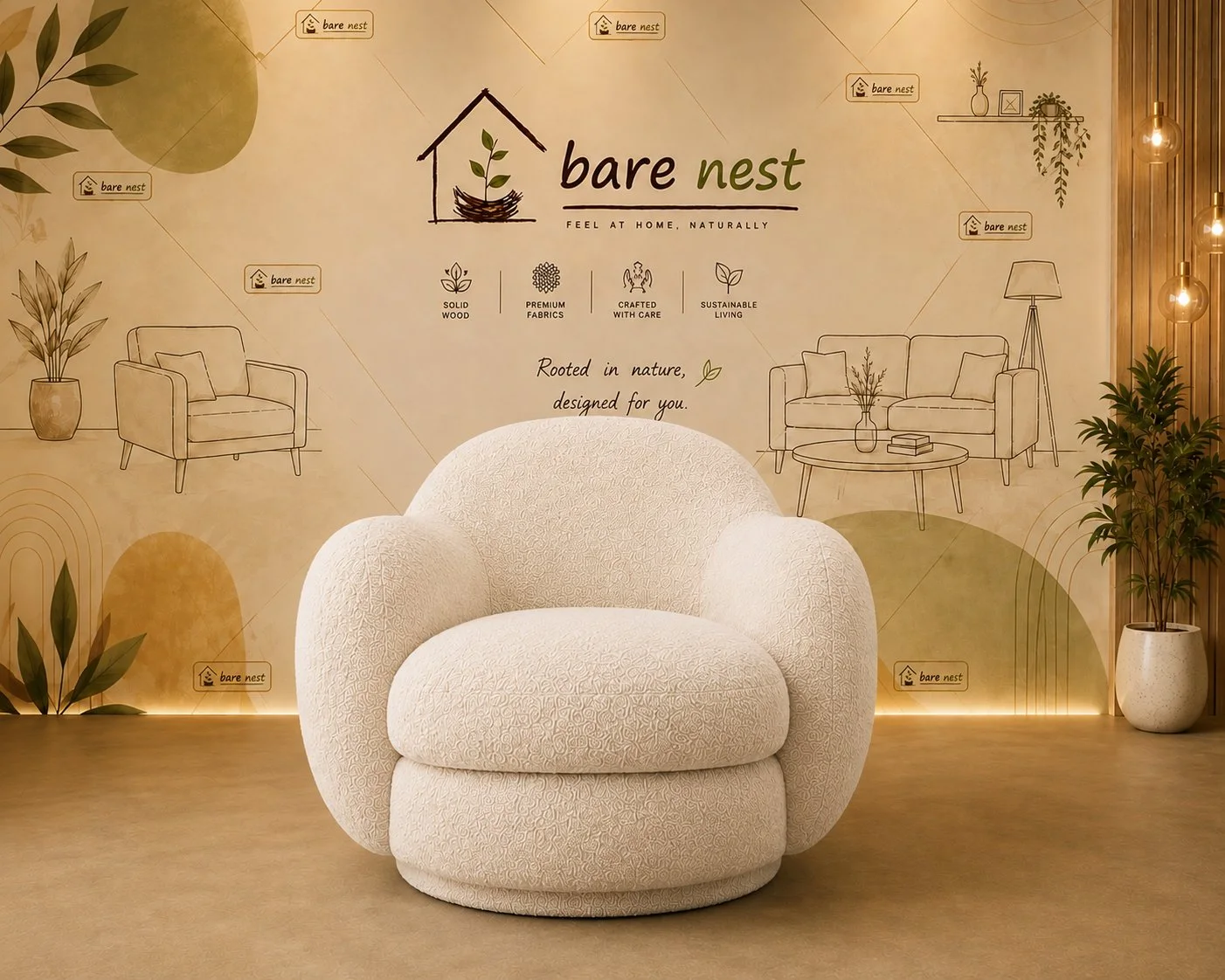 CloudNest Bouclé Lounge Chair detail 2