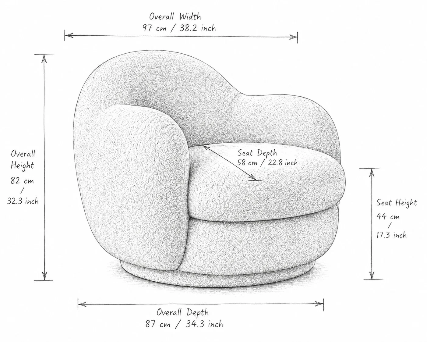 CloudNest Bouclé Lounge Chair detail 4