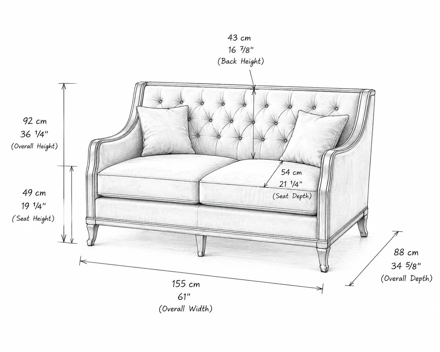 Royal Gold Tufted 2-Seater Sofa detail 5