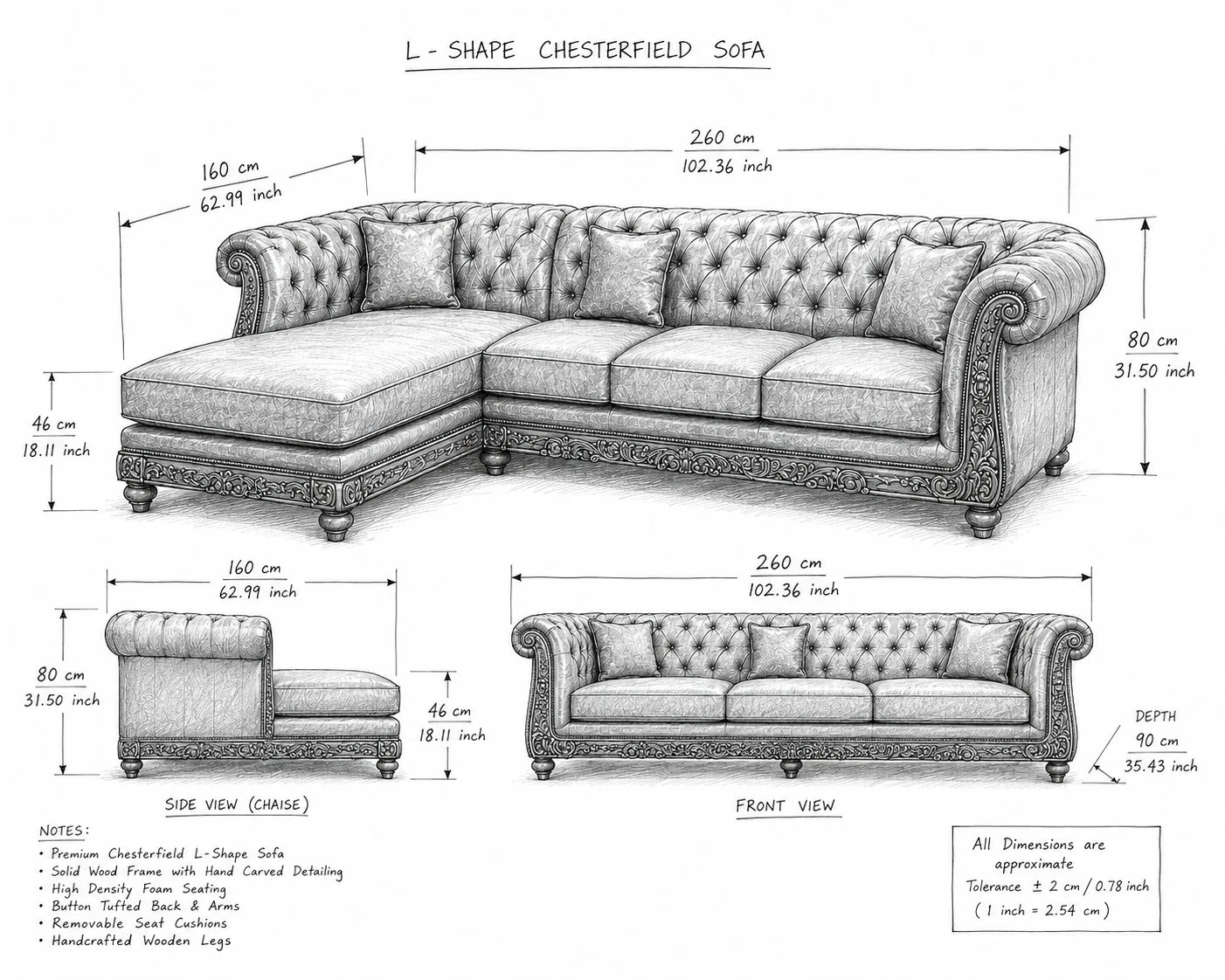 Regal Heritage Chesterfield L-Shape Sofa detail 5