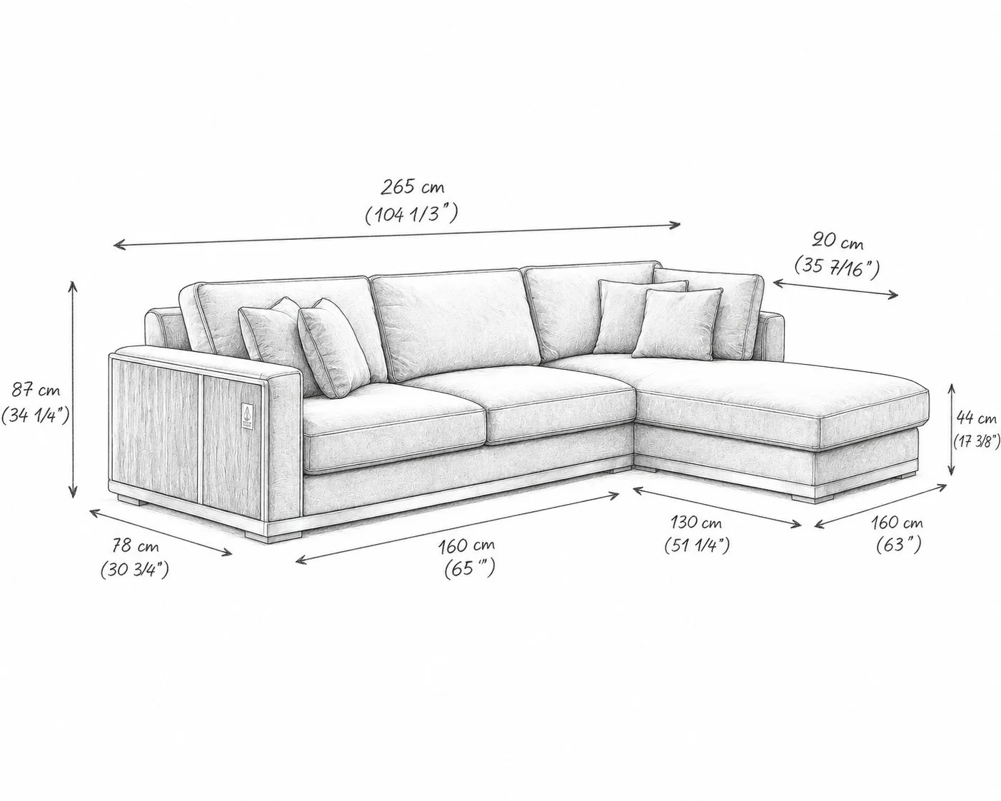Luxe Olive Green L-Shape Sectional Sofa detail 4