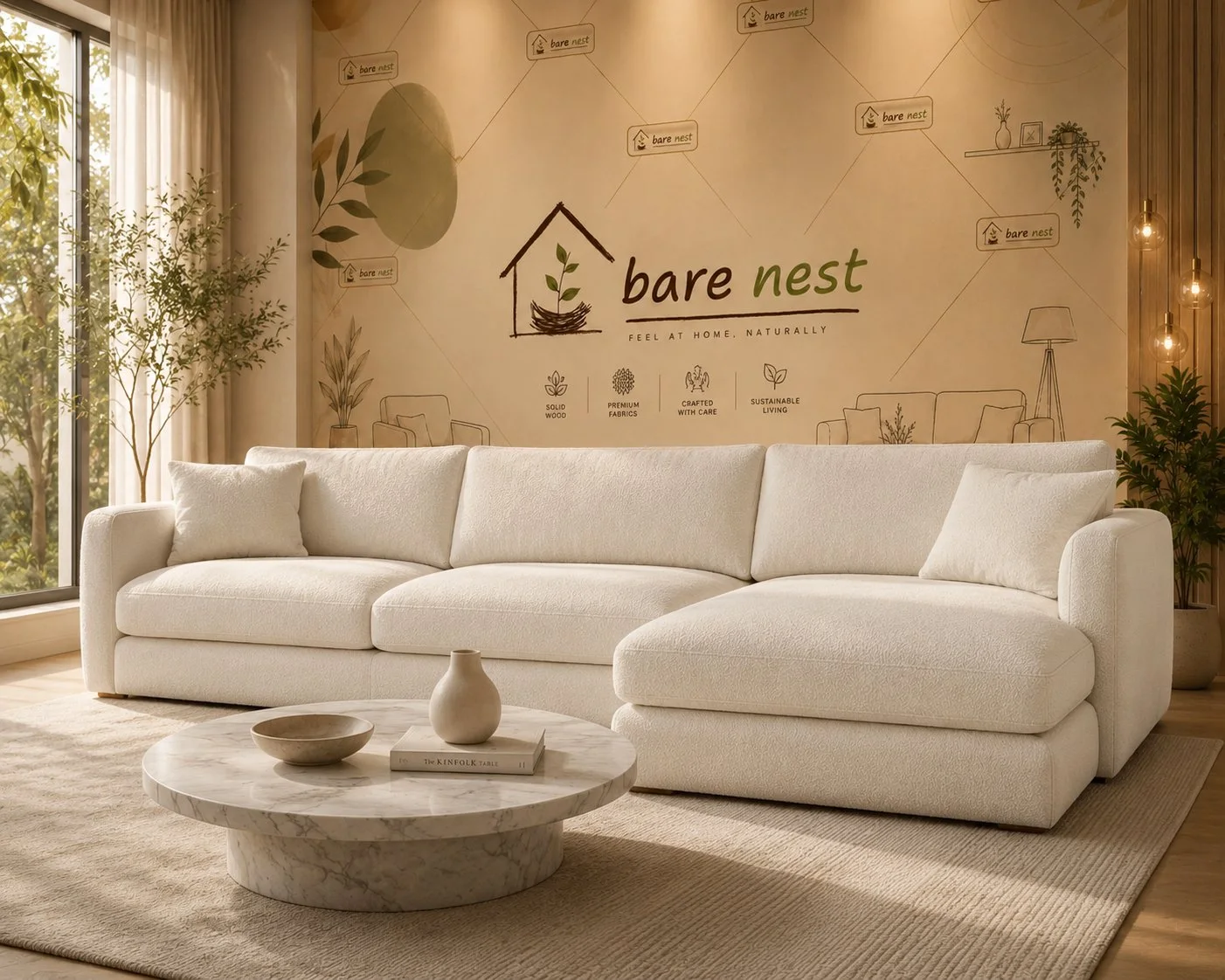 Luxe Ivory Cloud L-Shape Sectional Sofa