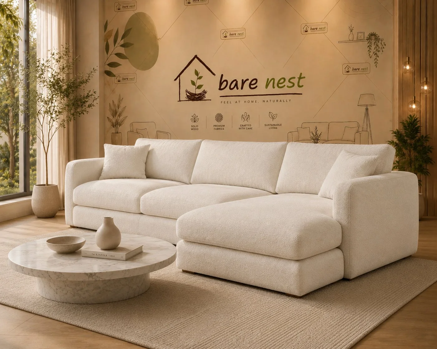 Luxe Ivory Cloud L-Shape Sectional Sofa detail 2