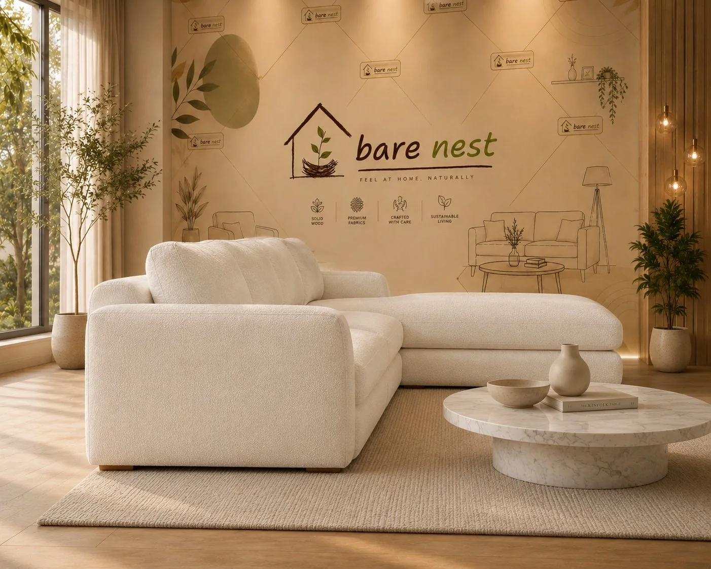 Luxe Ivory Cloud L-Shape Sectional Sofa detail 3
