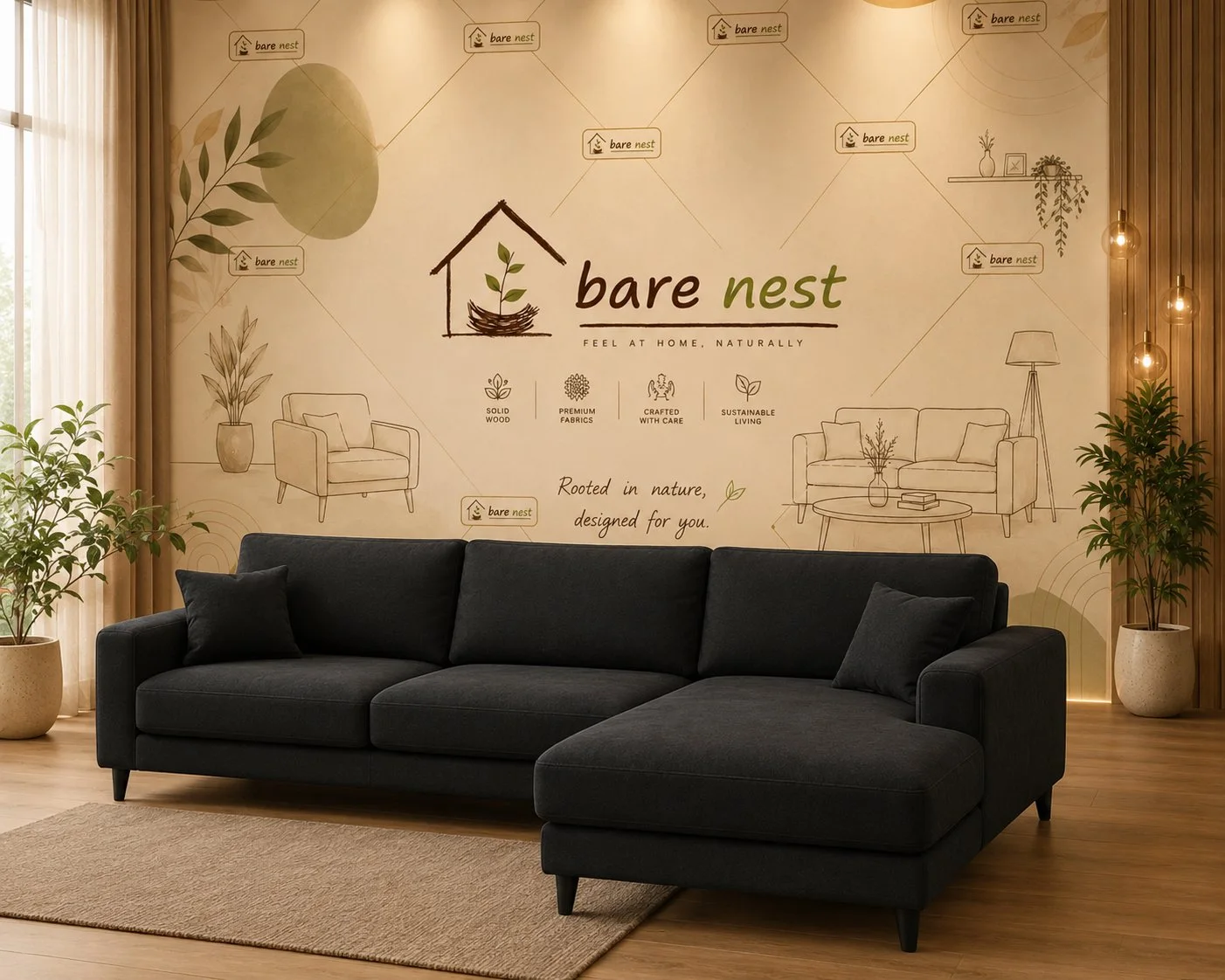 Luxe L-Shape Sectional Sofa detail 2