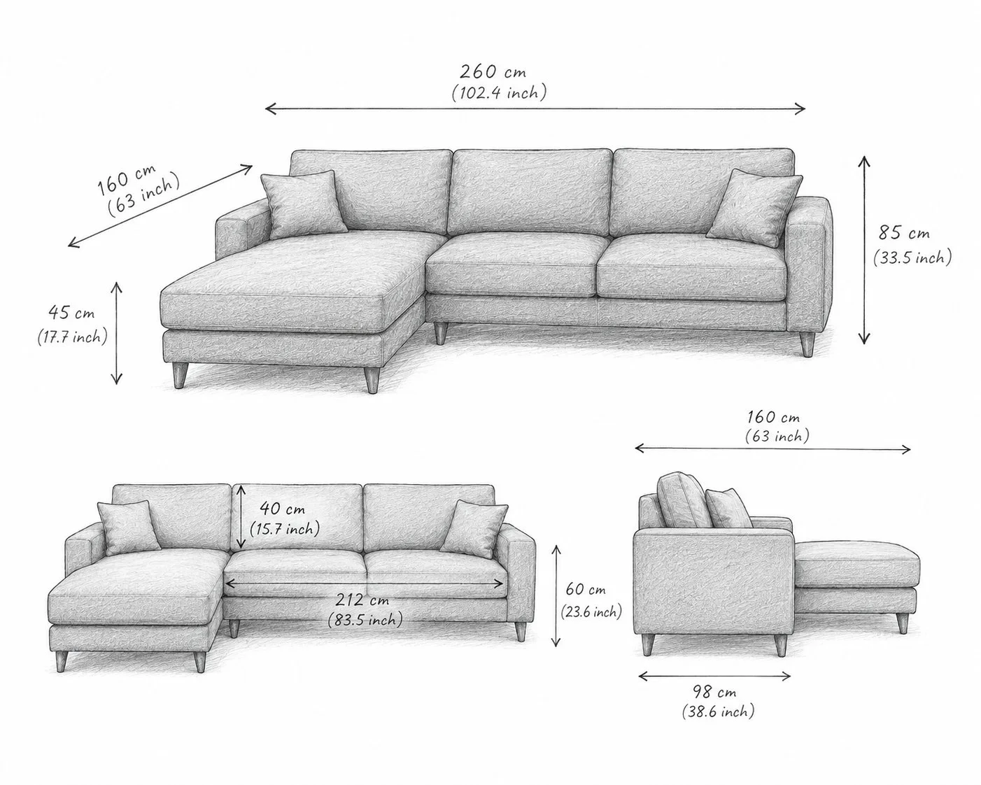 Luxe L-Shape Sectional Sofa detail 4
