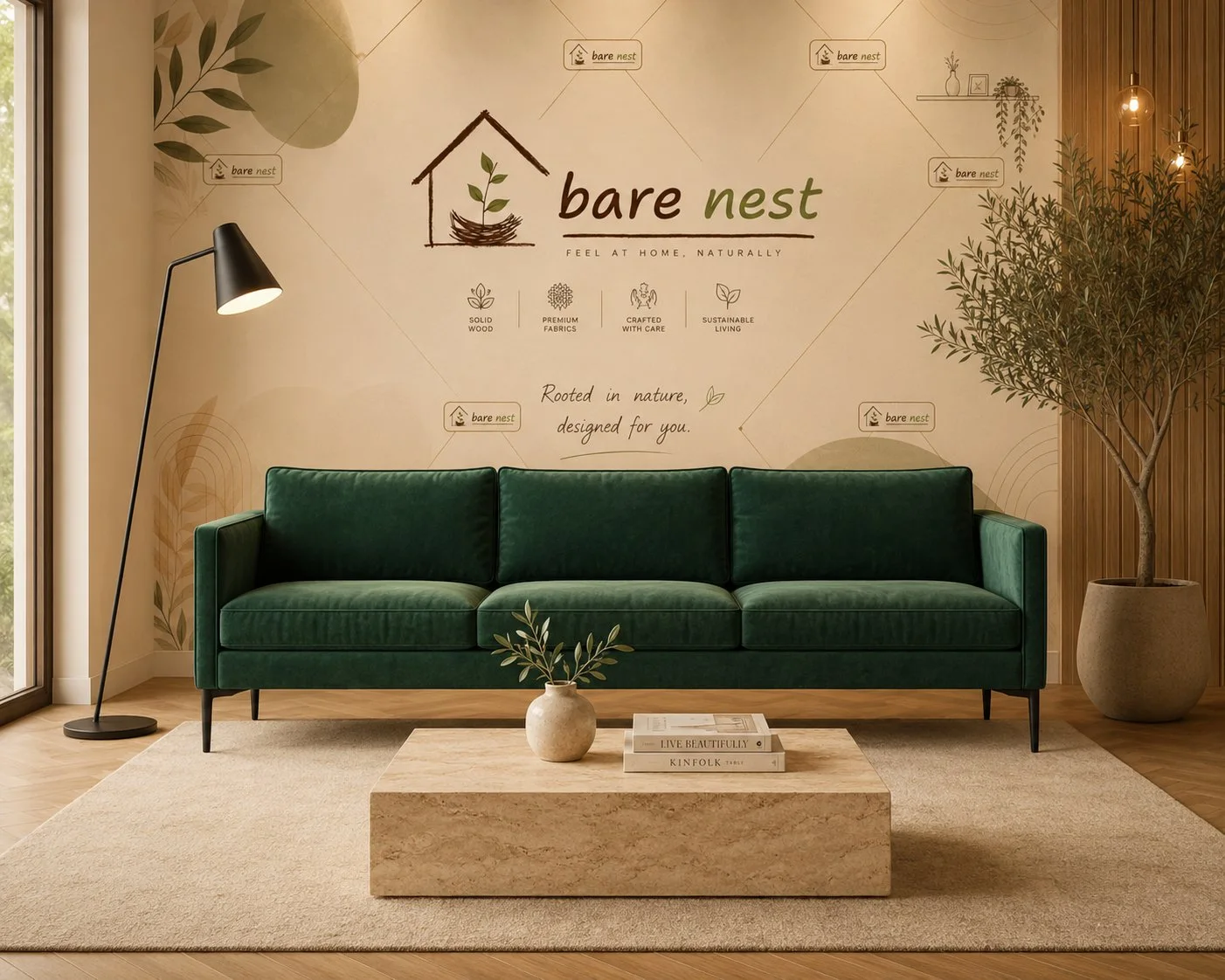 Bare Nest Emerald Velvet sleek