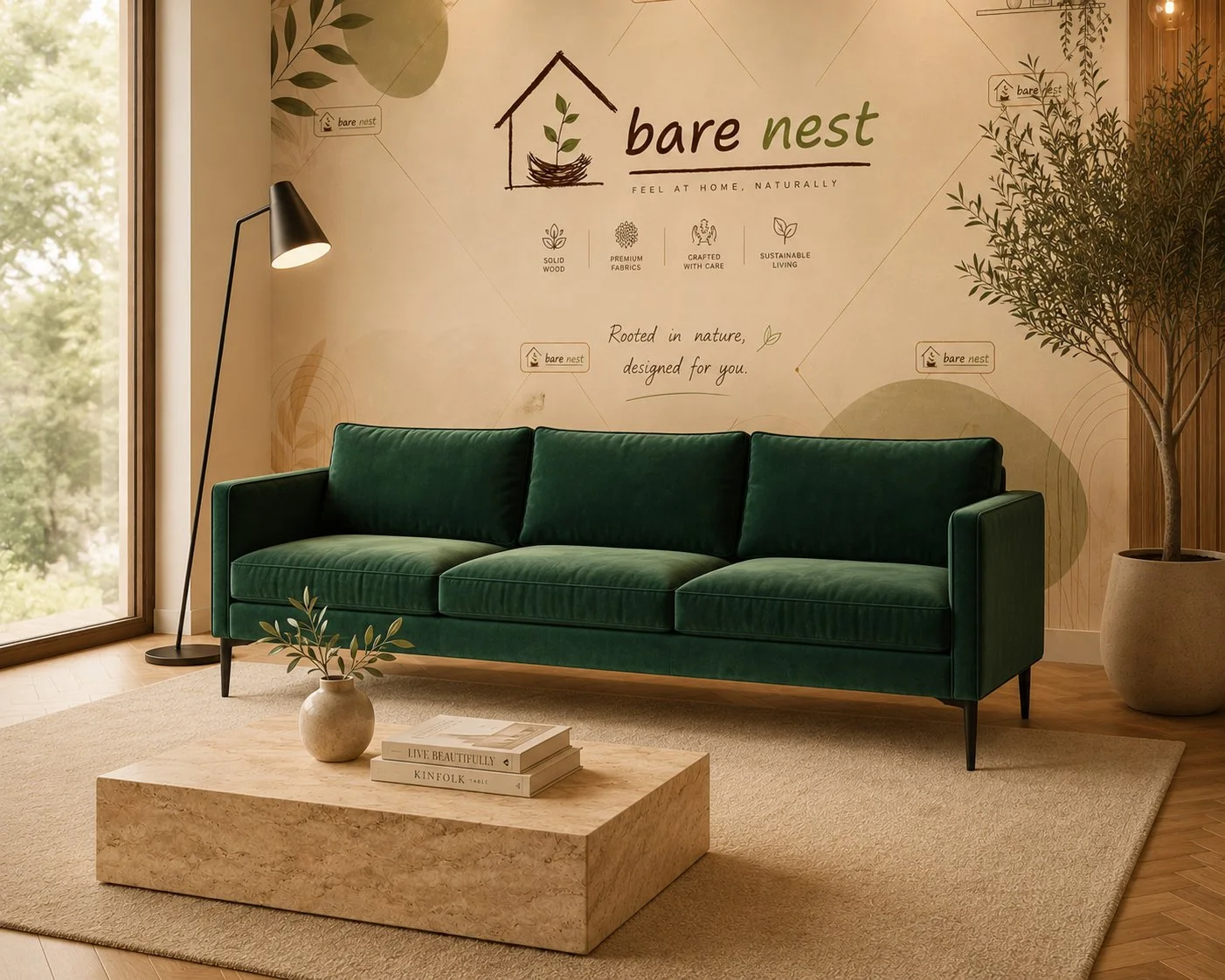 Bare Nest Emerald Velvet sleek detail 2