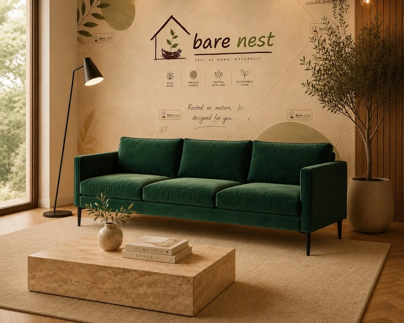 Bare Nest Emerald Velvet sleek detail 3