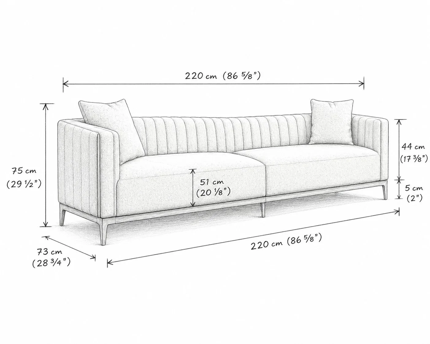 Channel Luxe Sofa 3s sleek detail 4