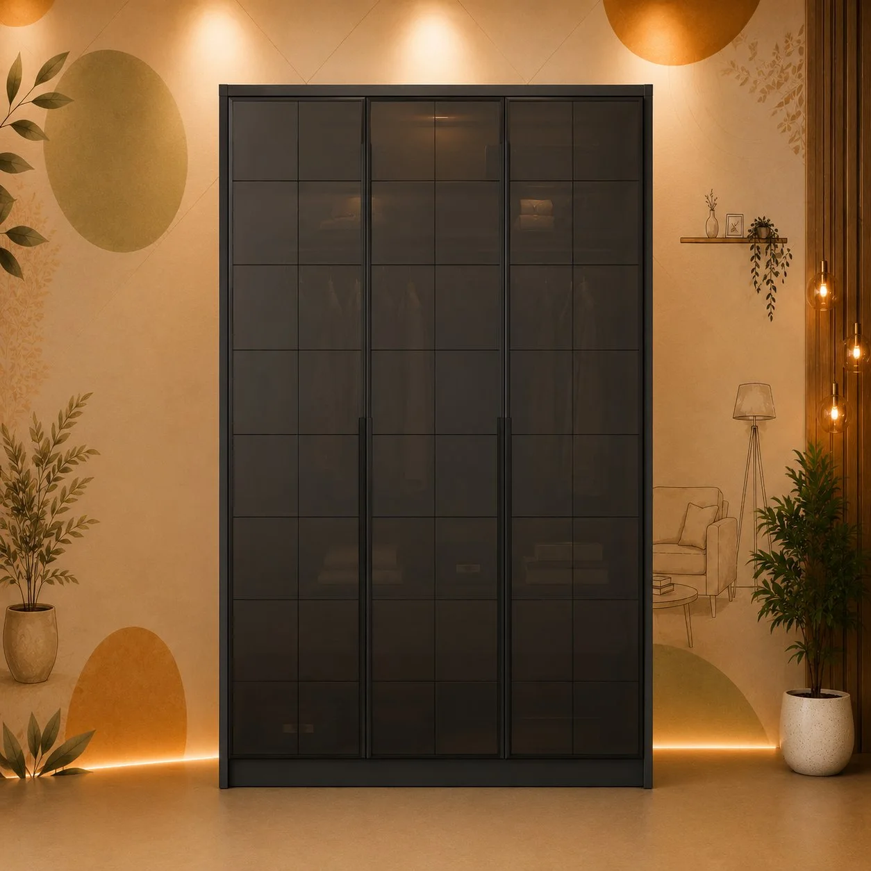 Noir Luxe Smoked Glass Wardrobe