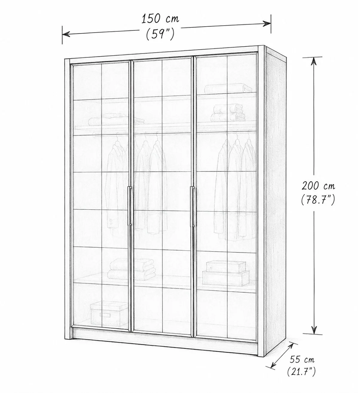Noir Luxe Smoked Glass Wardrobe detail 5
