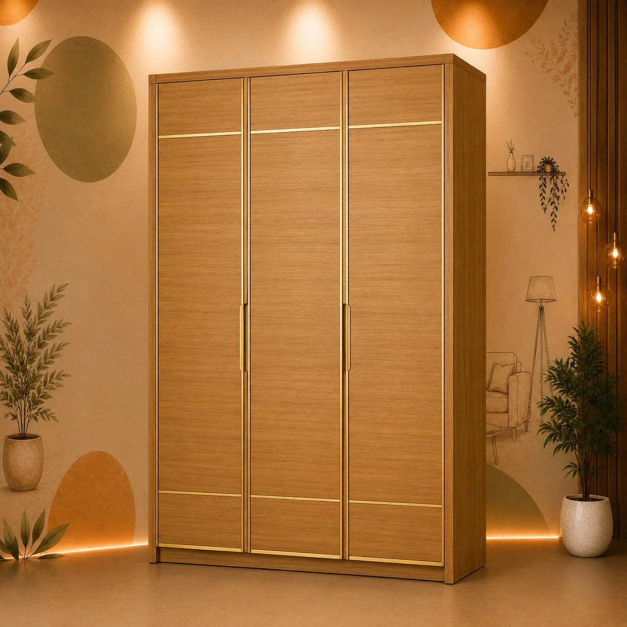 Aurelia Luxe Wooden Wardrobe detail 2