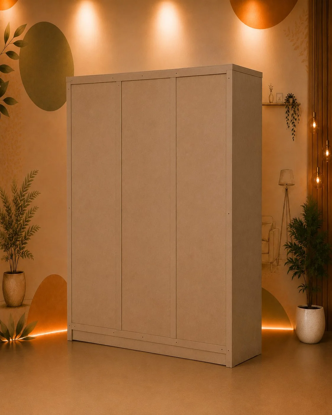 Elegance Taupe Three-Door Wardrobe detail 4