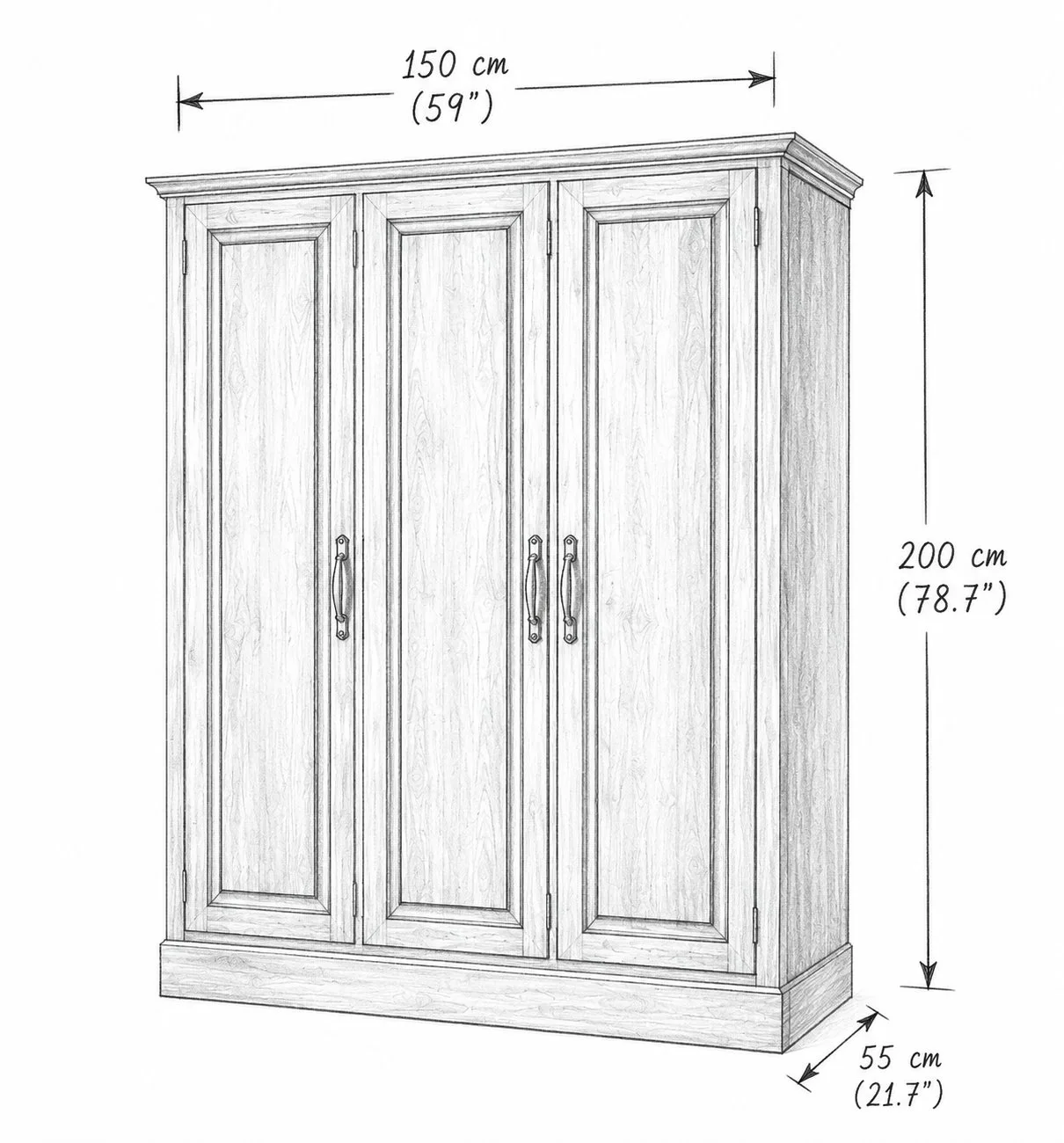 Classic Three-Door Wooden Wardrobe detail 4