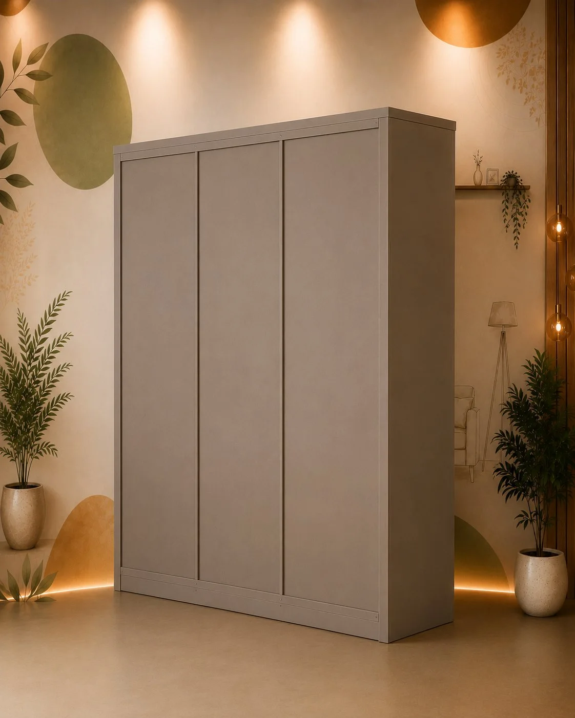 Modern Geometric Three-Door Wardrobe detail 3