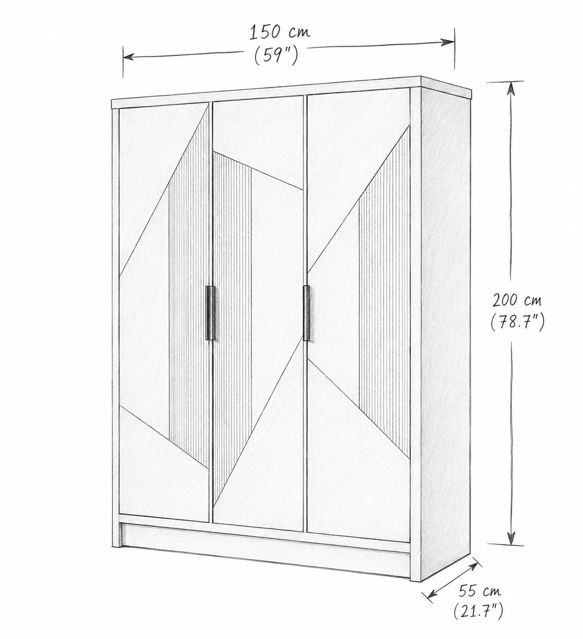 Modern Geometric Three-Door Wardrobe detail 5