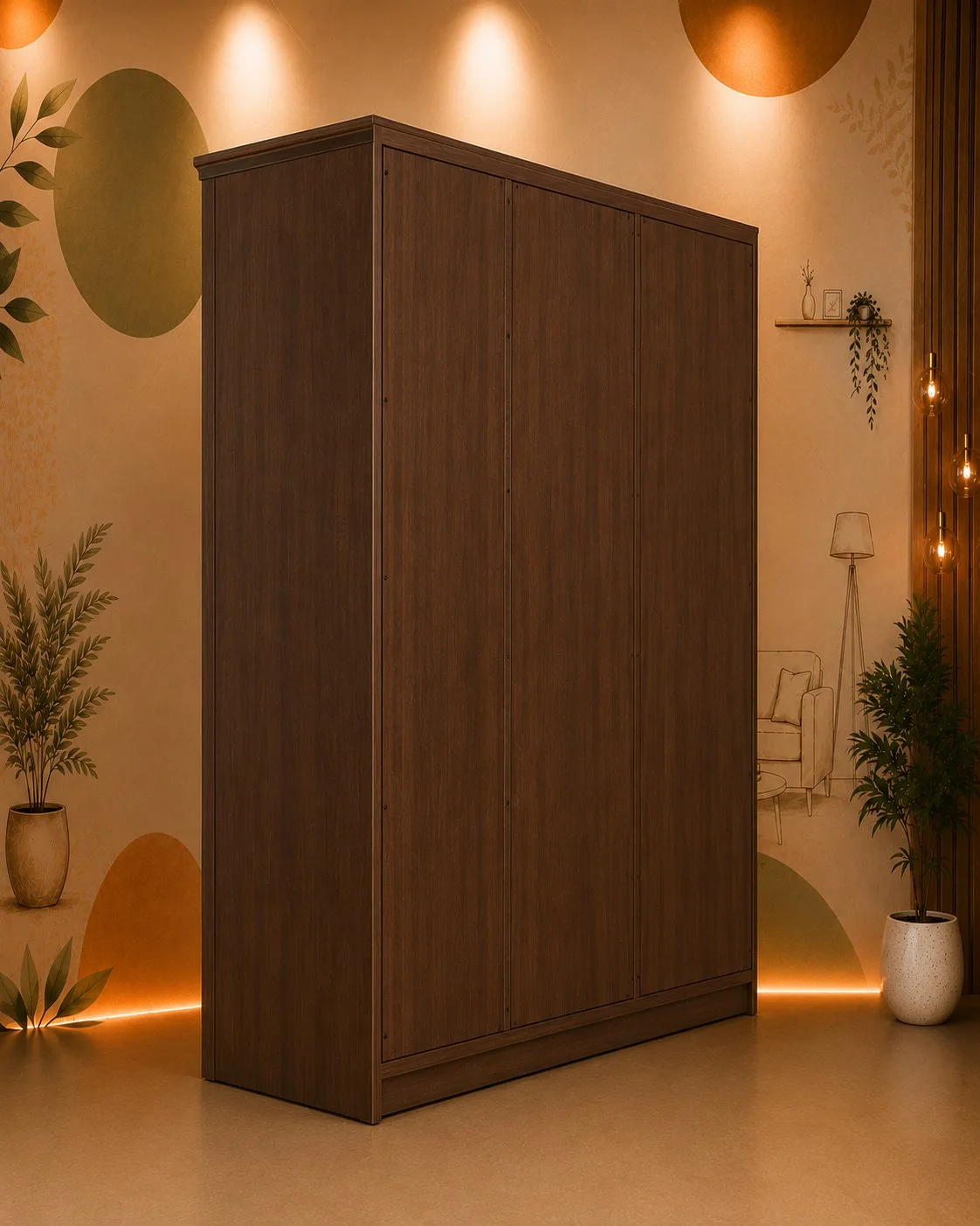 Royal Carved Three-Door Wooden Wardrobe detail 3